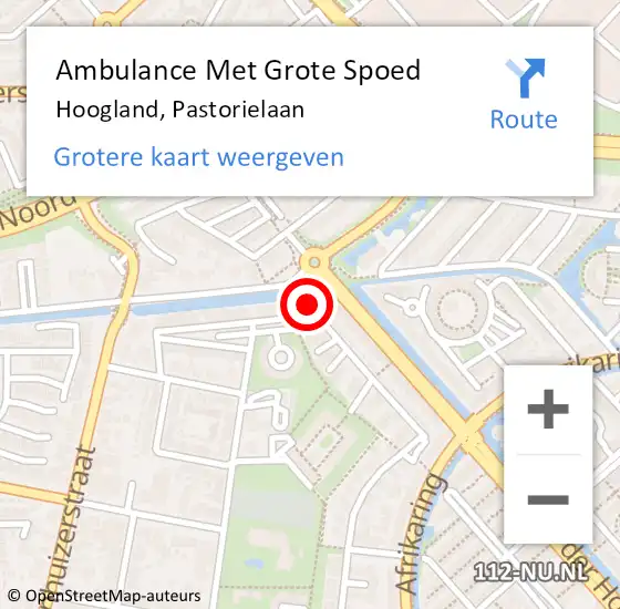 Locatie op kaart van de 112 melding: Ambulance Met Grote Spoed Naar Hoogland, Pastorielaan op 28 februari 2018 19:29