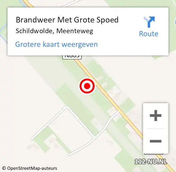 Locatie op kaart van de 112 melding: Brandweer Met Grote Spoed Naar Schildwolde, Meenteweg op 28 februari 2018 20:01