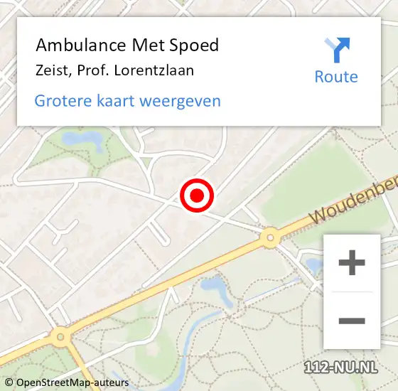 Locatie op kaart van de 112 melding: Ambulance Met Spoed Naar Zeist, Prof. Lorentzlaan op 28 februari 2018 20:20