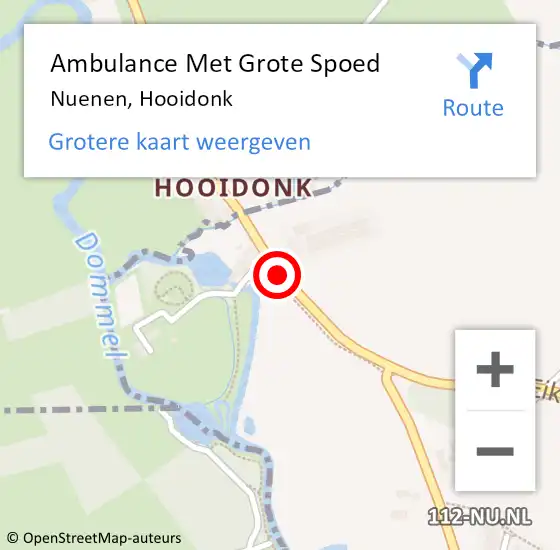 Locatie op kaart van de 112 melding: Ambulance Met Grote Spoed Naar Nuenen, Hooidonk op 28 februari 2018 20:54