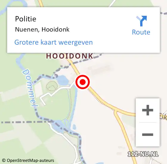 Locatie op kaart van de 112 melding: Politie Nuenen, Hooidonk op 28 februari 2018 20:54