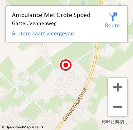 Locatie op kaart van de 112 melding: Ambulance Met Grote Spoed Naar Gastel, Vennenweg op 28 februari 2018 21:21
