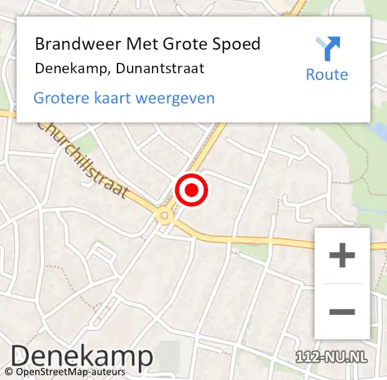 Locatie op kaart van de 112 melding: Brandweer Met Grote Spoed Naar Denekamp, Dunantstraat op 28 februari 2018 21:38