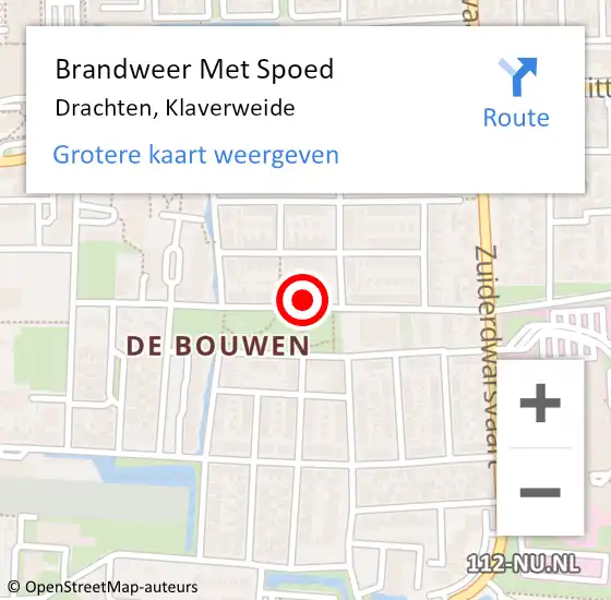 Locatie op kaart van de 112 melding: Brandweer Met Spoed Naar Drachten, Klaverweide op 28 februari 2018 22:16