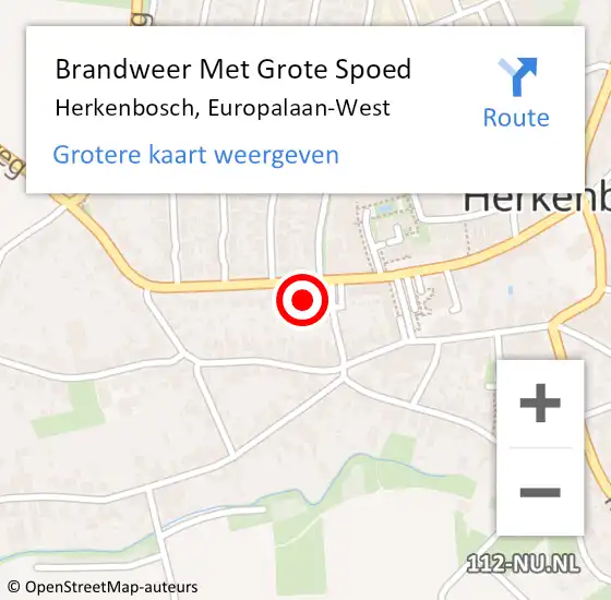 Locatie op kaart van de 112 melding: Brandweer Met Grote Spoed Naar Herkenbosch, Europalaan-West op 28 februari 2018 22:18