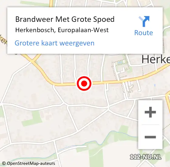 Locatie op kaart van de 112 melding: Brandweer Met Grote Spoed Naar Herkenbosch, Europalaan-West op 28 februari 2018 22:21
