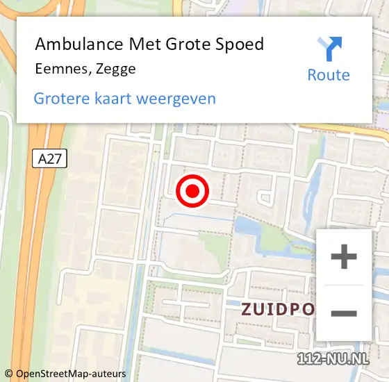 Locatie op kaart van de 112 melding: Ambulance Met Grote Spoed Naar Eemnes, Zegge op 28 februari 2018 22:29