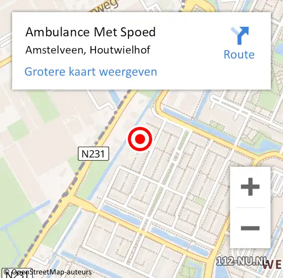 Locatie op kaart van de 112 melding: Ambulance Met Spoed Naar Amstelveen, Houtwielhof op 28 februari 2018 22:59