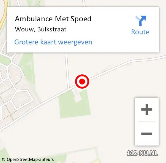 Locatie op kaart van de 112 melding: Ambulance Met Spoed Naar Wouw, Bulkstraat op 28 februari 2018 23:04