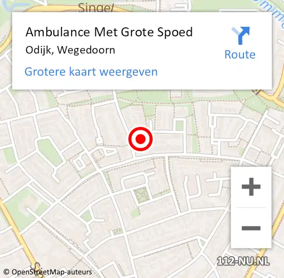 Locatie op kaart van de 112 melding: Ambulance Met Grote Spoed Naar Odijk, Wegedoorn op 28 februari 2018 23:29