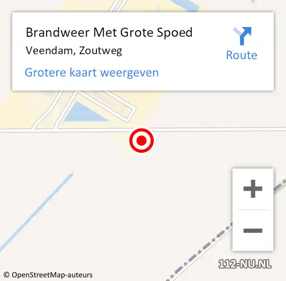 Locatie op kaart van de 112 melding: Brandweer Met Grote Spoed Naar Veendam, Zoutweg op 1 maart 2018 00:37