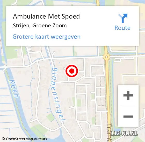 Locatie op kaart van de 112 melding: Ambulance Met Spoed Naar Strijen, Groene Zoom op 1 maart 2018 01:58