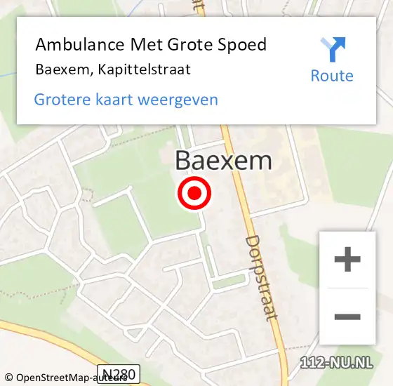 Locatie op kaart van de 112 melding: Ambulance Met Grote Spoed Naar Baexem, Kapittelstraat op 1 maart 2018 02:06