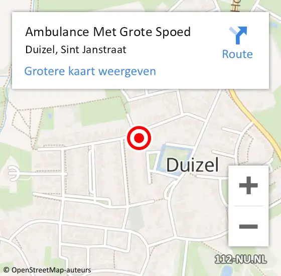 Locatie op kaart van de 112 melding: Ambulance Met Grote Spoed Naar Duizel, Sint Janstraat op 1 maart 2018 02:37