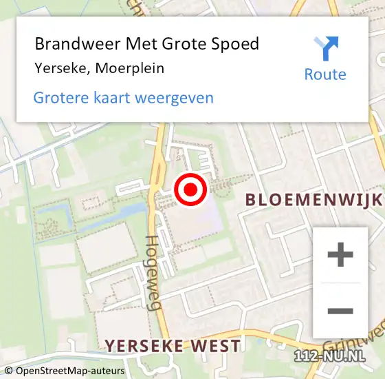 Locatie op kaart van de 112 melding: Brandweer Met Grote Spoed Naar Yerseke, Moerplein op 1 maart 2018 04:16