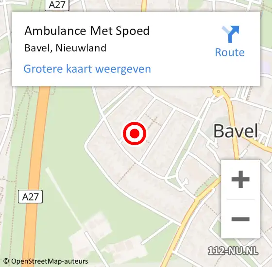 Locatie op kaart van de 112 melding: Ambulance Met Spoed Naar Bavel, Nieuwland op 1 maart 2018 04:48