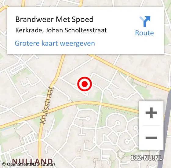 Locatie op kaart van de 112 melding: Brandweer Met Spoed Naar Kerkrade, Johan Scholtesstraat op 1 maart 2018 05:33