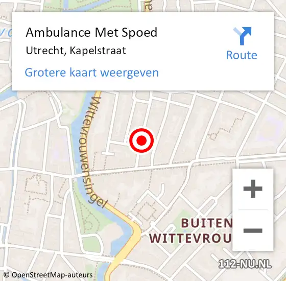 Locatie op kaart van de 112 melding: Ambulance Met Spoed Naar Utrecht, Kapelstraat op 1 maart 2018 05:49