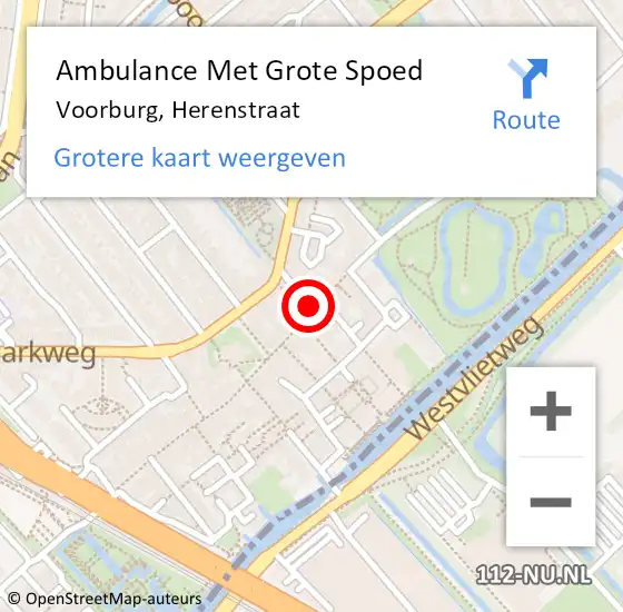 Locatie op kaart van de 112 melding: Ambulance Met Grote Spoed Naar Voorburg, Herenstraat op 1 maart 2018 06:02