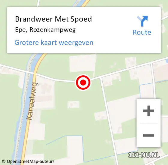 Locatie op kaart van de 112 melding: Brandweer Met Spoed Naar Epe, Rozenkampweg op 1 maart 2018 07:47