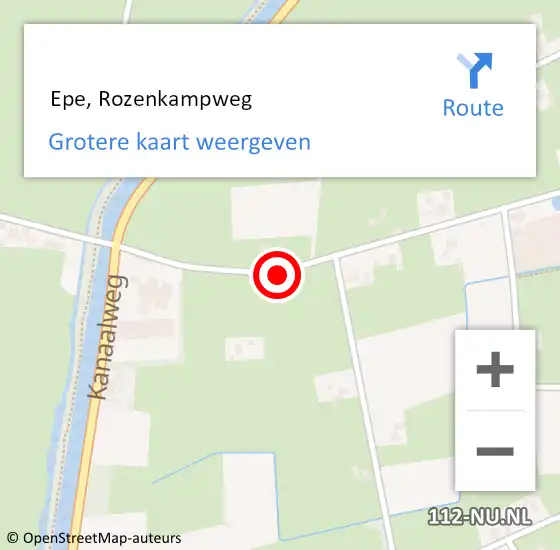 Locatie op kaart van de 112 melding:  Epe, Rozenkampweg op 1 maart 2018 07:51