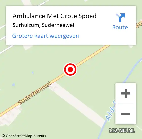 Locatie op kaart van de 112 melding: Ambulance Met Grote Spoed Naar Surhuizum, Suderheawei op 1 maart 2018 07:52