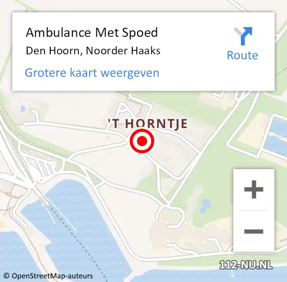 Locatie op kaart van de 112 melding: Ambulance Met Spoed Naar Den Hoorn, Noorder Haaks op 1 maart 2018 08:04