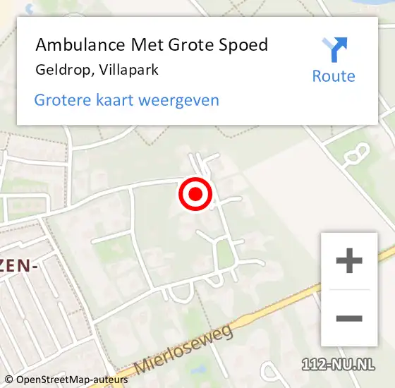 Locatie op kaart van de 112 melding: Ambulance Met Grote Spoed Naar Geldrop, Villapark op 1 maart 2018 08:08