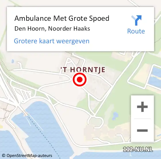 Locatie op kaart van de 112 melding: Ambulance Met Grote Spoed Naar Den Hoorn, Noorder Haaks op 1 maart 2018 08:09