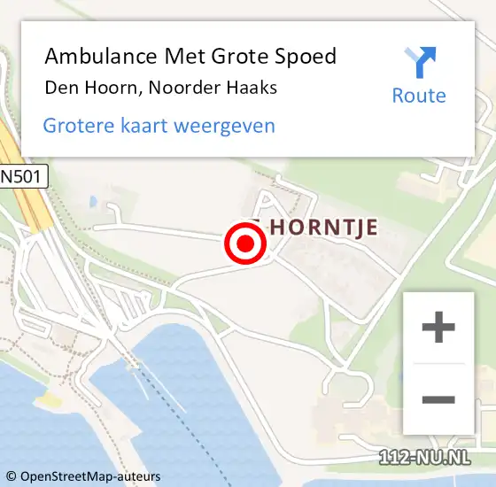 Locatie op kaart van de 112 melding: Ambulance Met Grote Spoed Naar Den Hoorn, Noorder Haaks op 1 maart 2018 08:15