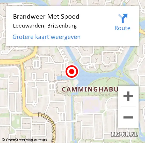 Locatie op kaart van de 112 melding: Brandweer Met Spoed Naar Leeuwarden, Britsenburg op 1 maart 2018 08:24