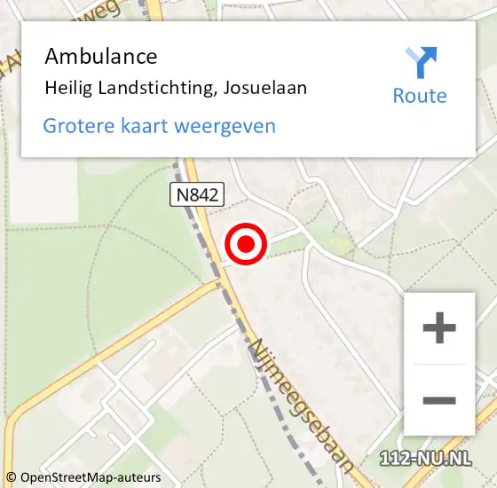 Locatie op kaart van de 112 melding: Ambulance Heilig Landstichting, Josuelaan op 1 maart 2018 08:50