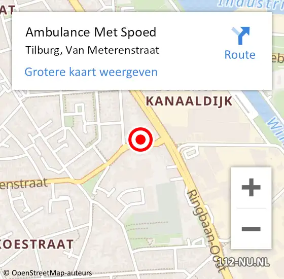 Locatie op kaart van de 112 melding: Ambulance Met Spoed Naar Tilburg, Van Meterenstraat op 1 maart 2018 09:18