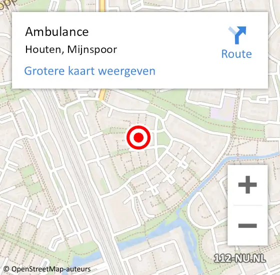 Locatie op kaart van de 112 melding: Ambulance Houten, Mijnspoor op 1 maart 2018 09:23