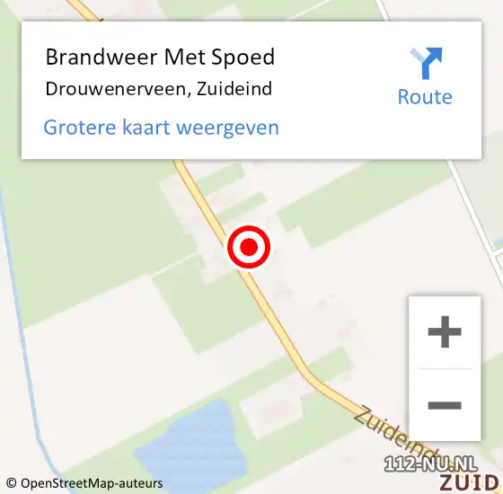 Locatie op kaart van de 112 melding: Brandweer Met Spoed Naar Drouwenerveen, Zuideind op 1 maart 2018 09:57