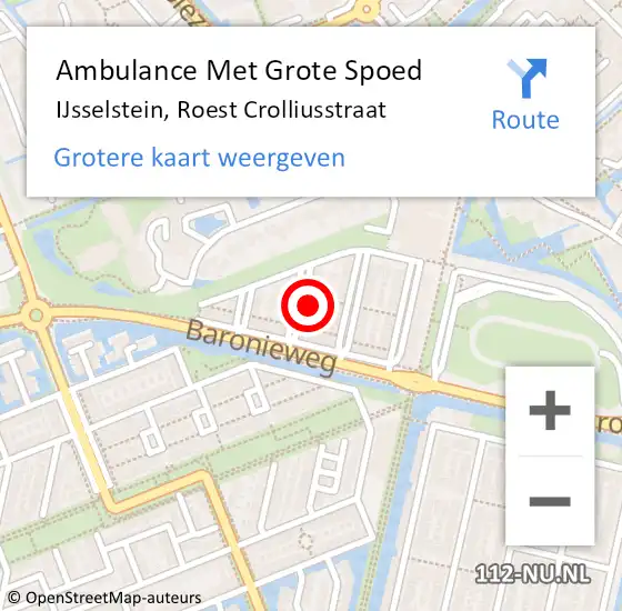 Locatie op kaart van de 112 melding: Ambulance Met Grote Spoed Naar IJsselstein, Roest Crolliusstraat op 1 maart 2018 10:41