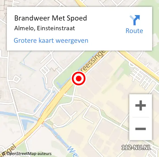 Locatie op kaart van de 112 melding: Brandweer Met Spoed Naar Almelo, Einsteinstraat op 1 maart 2018 11:53