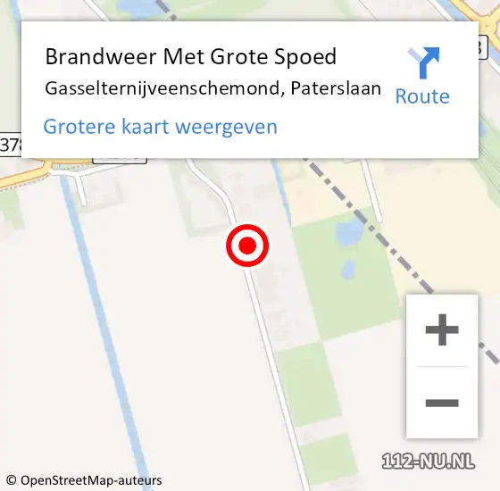 Locatie op kaart van de 112 melding: Brandweer Met Grote Spoed Naar Gasselternijveenschemond, Paterslaan op 1 maart 2018 11:53