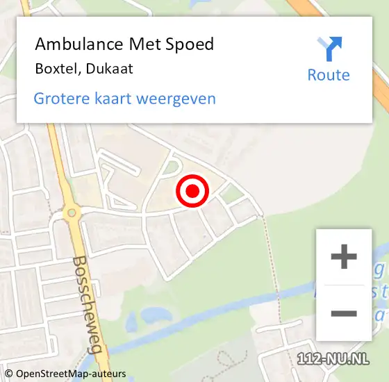 Locatie op kaart van de 112 melding: Ambulance Met Spoed Naar Boxtel, Dukaat op 1 maart 2018 12:08