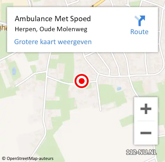 Locatie op kaart van de 112 melding: Ambulance Met Spoed Naar Herpen, Oude Molenweg op 1 maart 2018 12:31