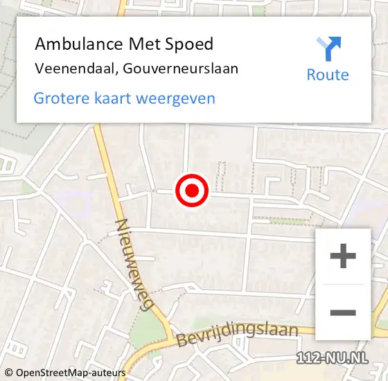 Locatie op kaart van de 112 melding: Ambulance Met Spoed Naar Veenendaal, Gouverneurslaan op 1 maart 2018 13:08