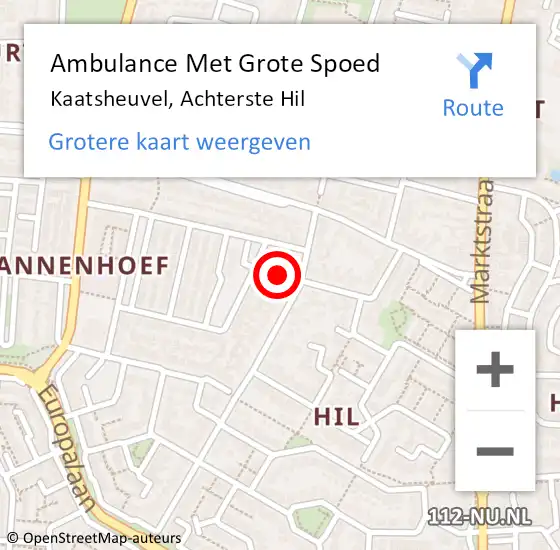 Locatie op kaart van de 112 melding: Ambulance Met Grote Spoed Naar Kaatsheuvel, Achterste Hil op 1 maart 2018 13:27