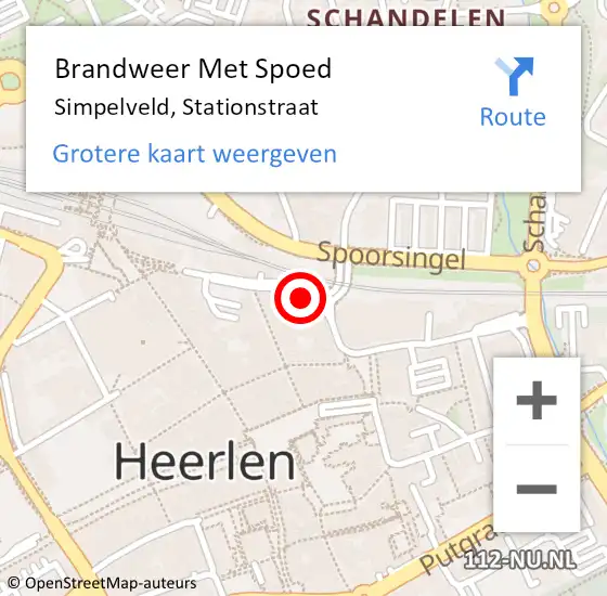 Locatie op kaart van de 112 melding: Brandweer Met Spoed Naar Simpelveld, Stationstraat op 1 maart 2018 13:30