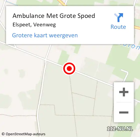 Locatie op kaart van de 112 melding: Ambulance Met Grote Spoed Naar Elspeet, Veenweg op 1 maart 2018 13:45