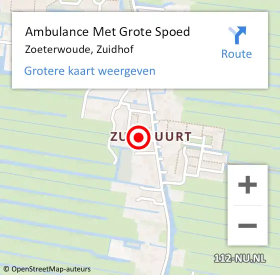 Locatie op kaart van de 112 melding: Ambulance Met Grote Spoed Naar Zoeterwoude, Zuidhof op 1 maart 2018 13:52