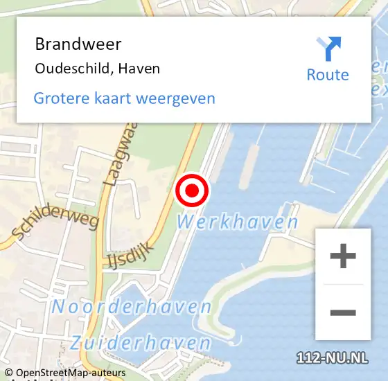 Locatie op kaart van de 112 melding: Brandweer Oudeschild, Haven op 1 maart 2018 14:38