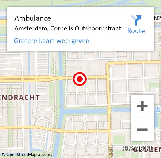 Locatie op kaart van de 112 melding: Ambulance Amsterdam, Cornelis Outshoornstraat op 1 maart 2018 14:38