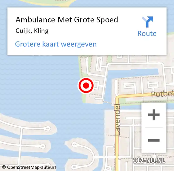 Locatie op kaart van de 112 melding: Ambulance Met Grote Spoed Naar Cuijk, Kling op 1 maart 2018 14:48