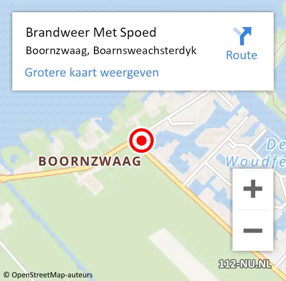 Locatie op kaart van de 112 melding: Brandweer Met Spoed Naar Boornzwaag, Boarnsweachsterdyk op 1 maart 2018 14:57