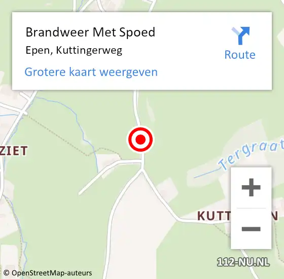 Locatie op kaart van de 112 melding: Brandweer Met Spoed Naar Epen, Kuttingerweg op 1 maart 2018 14:58